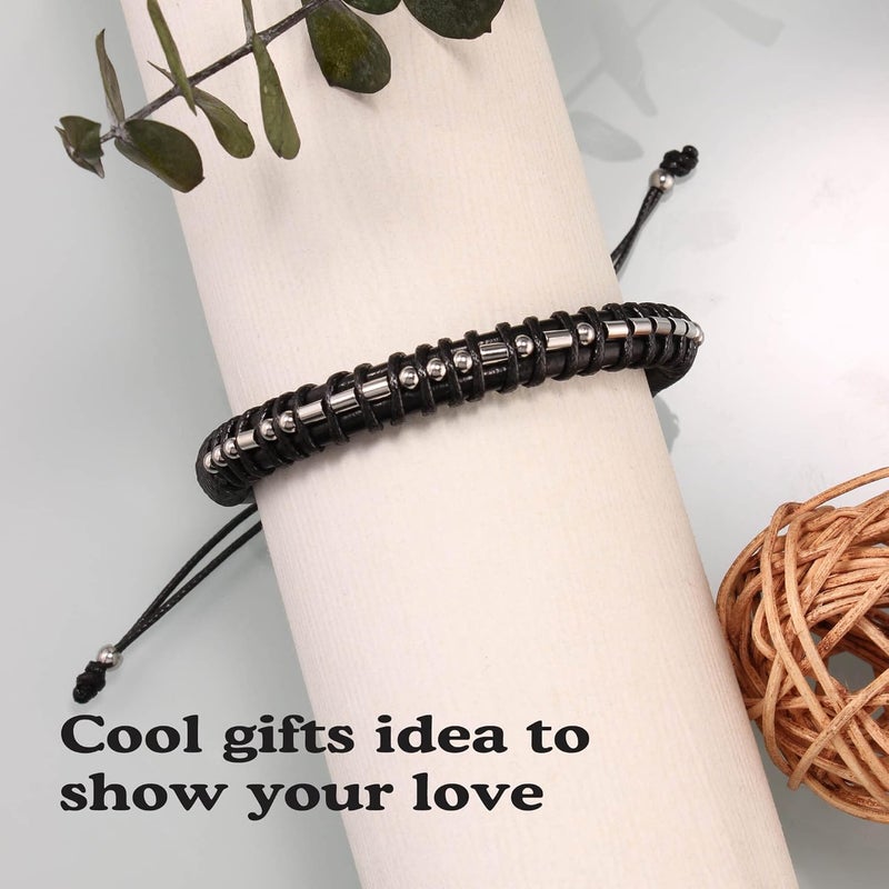 Btysun Valentines Day Gifts for Him Boyfriend Morse Code Bracelets for Men Husband Mens Bracelets Graduation Gifts for Him Fathers Day Adjustable Leather Bracelet Motivational Birthday Annivesary Jewelry Stocking Stuffers - Image 4